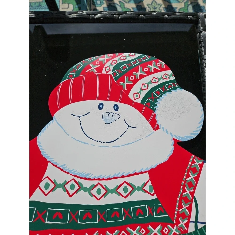 3 BEAUTIFUL Vintage Trim A Home Vinyl SNOWMAN Placements ‎ Brand NEW!